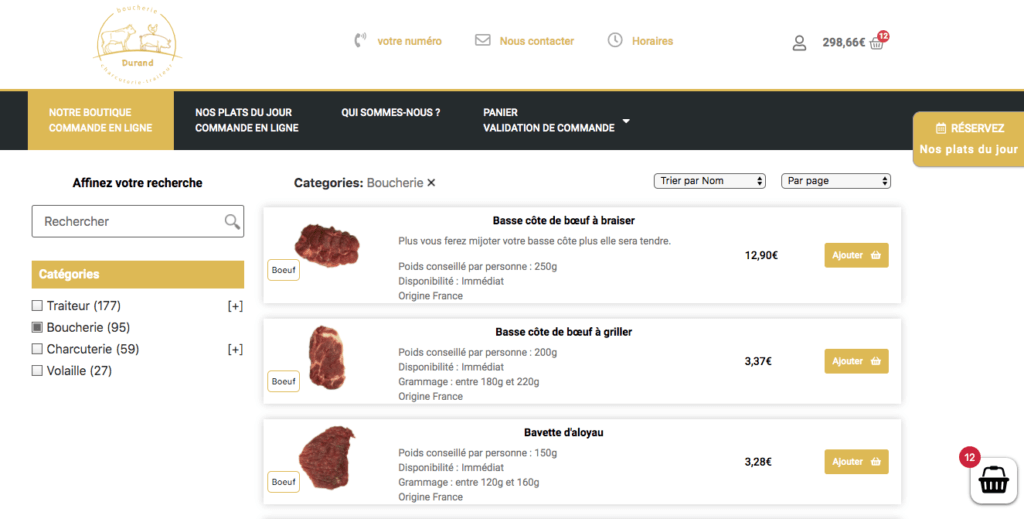 Boutique e-Repas en ligne