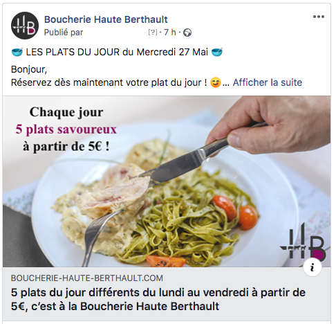 Exemple de post Facebook automatique e-Repas